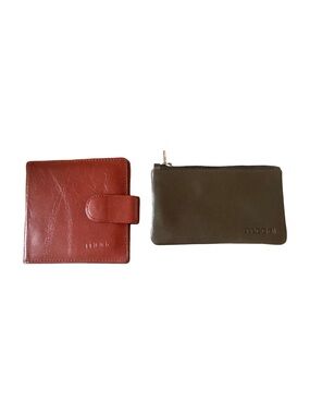 Moda Two-Piece Leather Wallet Set in Brown and Rust